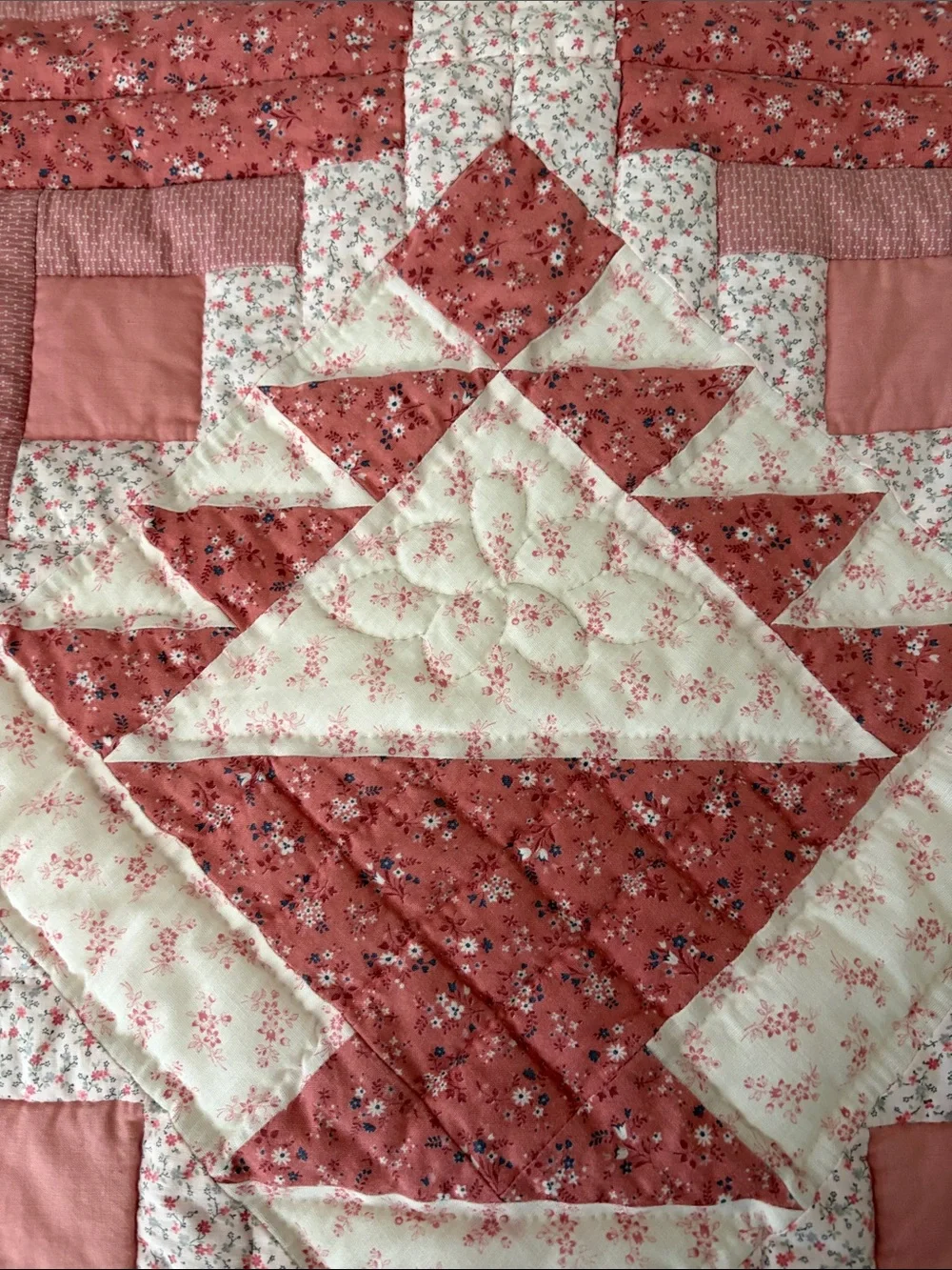 Handcrafted Pink Floral Patchwork Quilted Wall Hanging